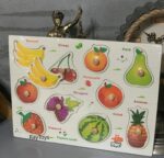 Puzzle incastru Fructe din lemn in Limba Romana