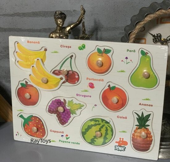Puzzle incastru Fructe din lemn in Limba Romana