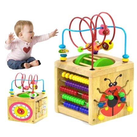 Cub din lemn 6 in 1 cu activitati educative Buburuza MUT