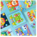 Joc creativ Mozaic Genius cu butoni din lemn si Planse