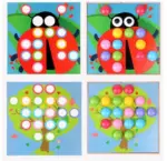 Joc creativ Mozaic Genius cu butoni din lemn si Planse