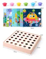 Joc creativ Mozaic Genius cu butoni din lemn si Planse