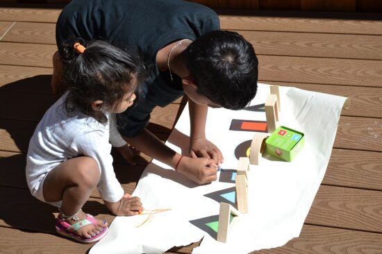 Joc cu cuburi senzoriale lemn colorate 40pc Rainbow Blocks