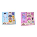 Puzzle din lemn incastru imbraca fetita si baiatul