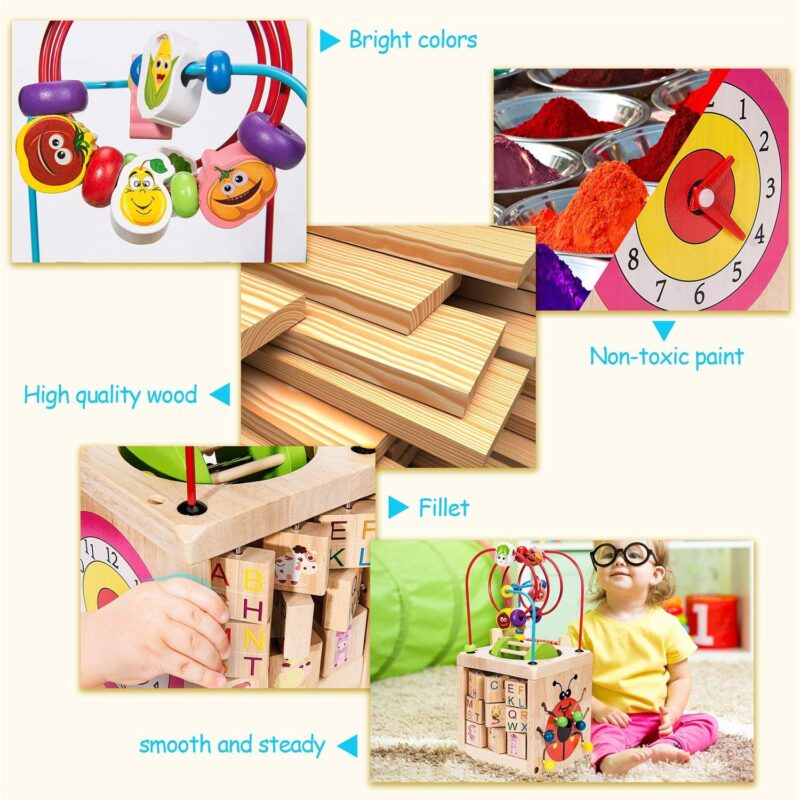 Cub din lemn 6 in 1 cu activitati educative Buburuza MUT