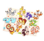 Puzzle din lemn incastru cu butoni Jungla Girafa