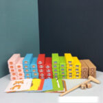 Cuburi lemn Jenga Turnul instabil 51 piese animale