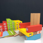 Cuburi lemn Jenga Turnul instabil 51 piese animale