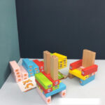 Cuburi lemn Jenga Turnul instabil 51 piese animale