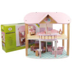 Casuta de papusi din lemn cu 2 etaje, Roz