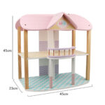 Casuta papusi din lemn cu mobilier cu 2 etaje MSN