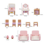 Casuta papusi din lemn cu mobilier cu 2 etaje MSN