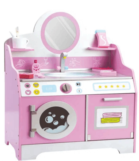 Masuta roz din lemn de infrumusetare