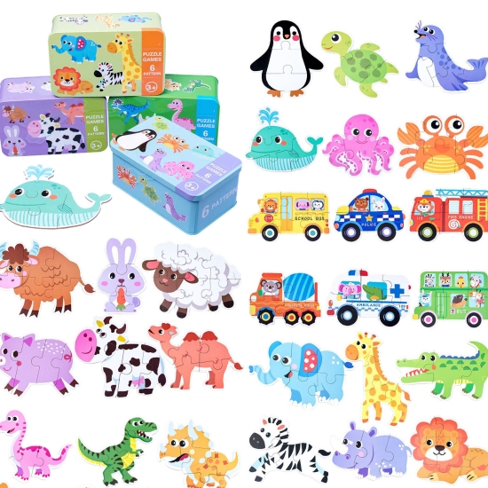 Set-6-puzzle-din-carton-Animale-sau-Vehicule-cutie
