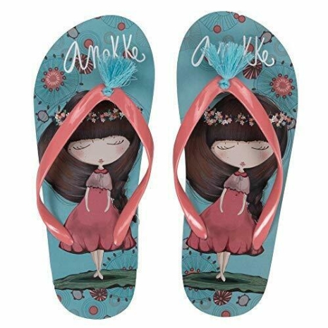 Papuci copii Slapi pentru plaja piscina cu imprimeu Anekke