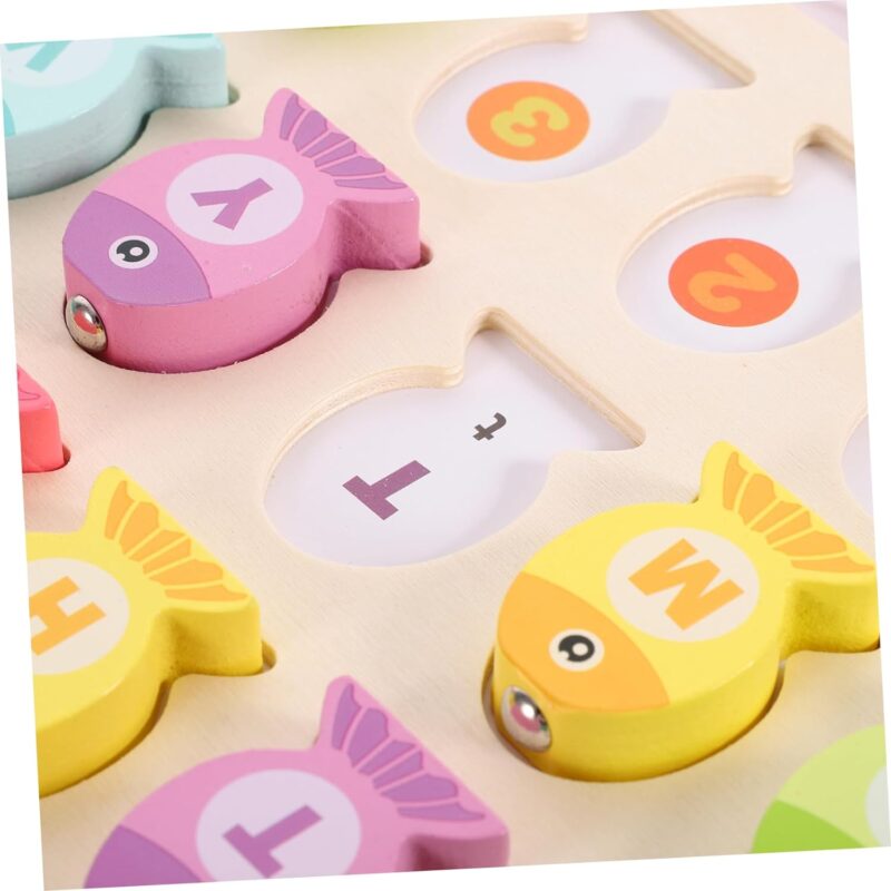Puzzle de Pescuit magnetic Alfabetul Numere si Culori din lemn