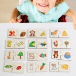 Puzzle traditional lemn Asociere alimente Clasificarea animalelor