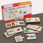 Puzzle traditional lemn Asociere alimente Clasificarea animalelor