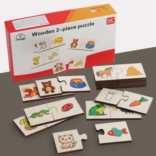 Puzzle traditional lemn Asociere alimente Clasificarea animalelor