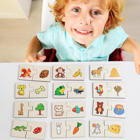 Puzzle traditional lemn Clasificarea animalelor Asociere evolutie