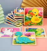 puzzle-lemn-3d-montessori-rainbow-animale