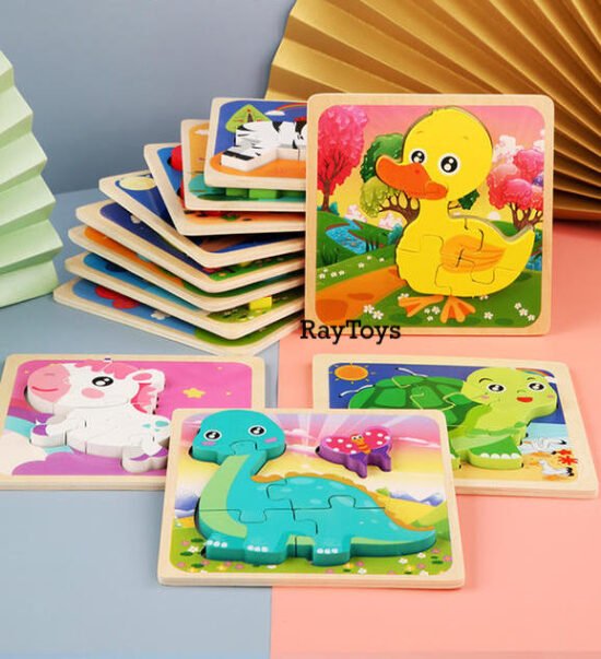 puzzle-lemn-3d-montessori-rainbow-animale
