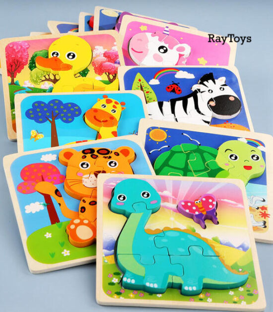 puzzle-lemn-3d-montessori-rainbow-animale