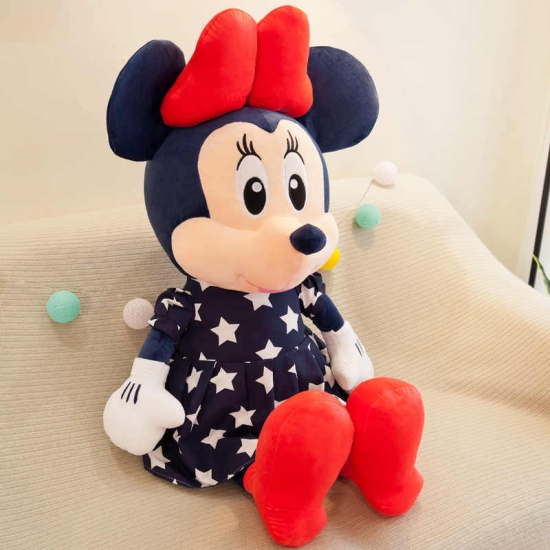 Mickey si Minnie Mouse plus cu rochite bleumarin 80 cm