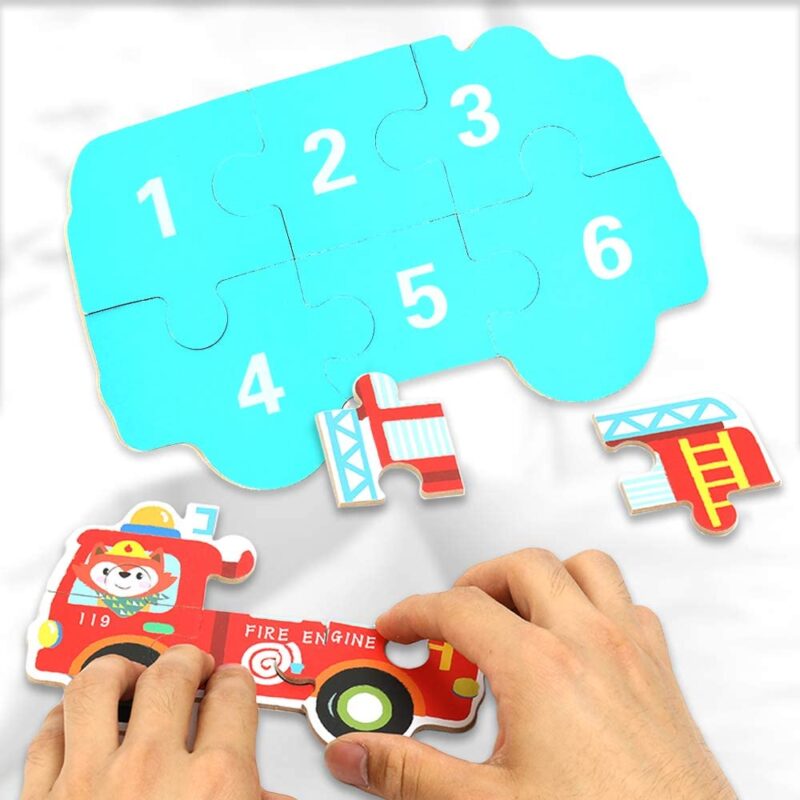 Set 6 puzzle piese mari in cutie metalica copii