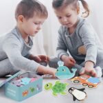 Set 6 puzzle piese mari in cutie metalica copii