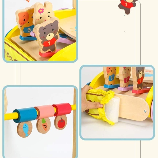 Antepremergator pentru copii cu animale 3D din lemn