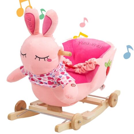 Balansoar copii plus Iepurasul muzical cu roti mobile