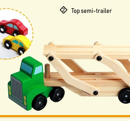 Camion de transportat masini cu platforma dubla din lemn