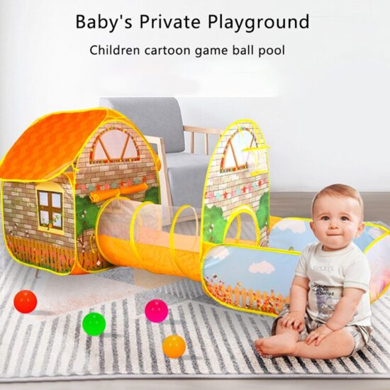 Cort de joaca si Tunel Copii Casuta cu piscina si bile