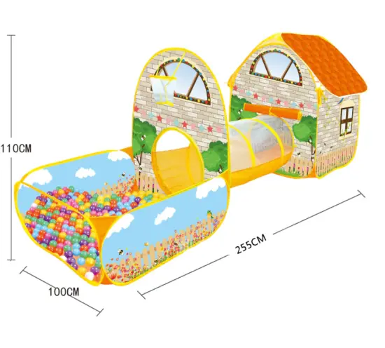 Cort de joaca si Tunel Copii Casuta cu piscina si bile