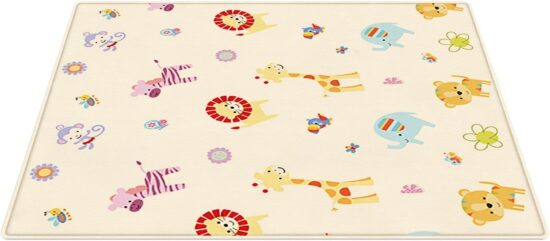 Covoras de joaca Pliabil Animale-Vehicule 150 x 180 cm doua fete