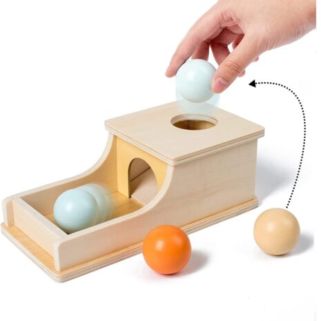 Cutia permanentei cu 3 bile Joc Montessori lemn natur