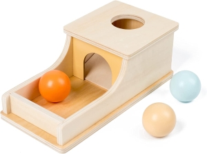 Cutia permanentei cu 3 bile Joc Montessori lemn natur