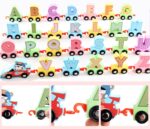 Trenulet din lemn copii cu literele alfabetului Cartoon