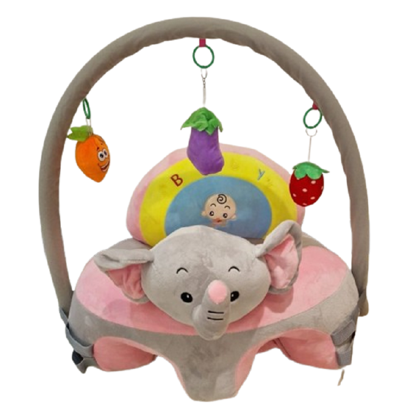 Fotoliu bebelusi Sit-up Elefant roz cu Arcada si Accesorii jucarii plus