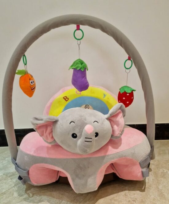 Fotoliu bebelusi Sit-up Elefant roz cu Arcada si Accesorii jucarii plus