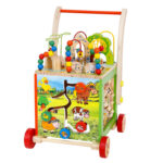 Antepremergator Cub educativ din lemn Ferma animalelor 6 in 1