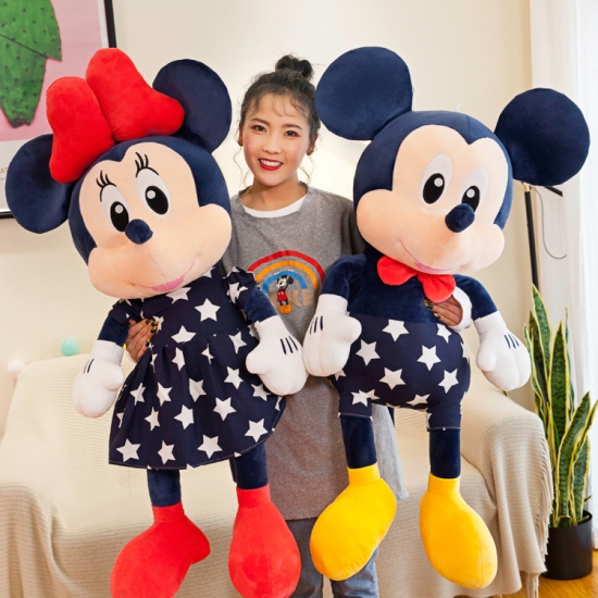 Mickey si Minnie Mouse plus cu rochite bleumarin 80 cm