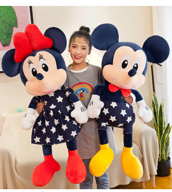 Mickey si Minnie Mouse plus cu rochite bleumarin 80 cm Mickey si Minnie Mouse plus cu rochite bleumarin 80 cm