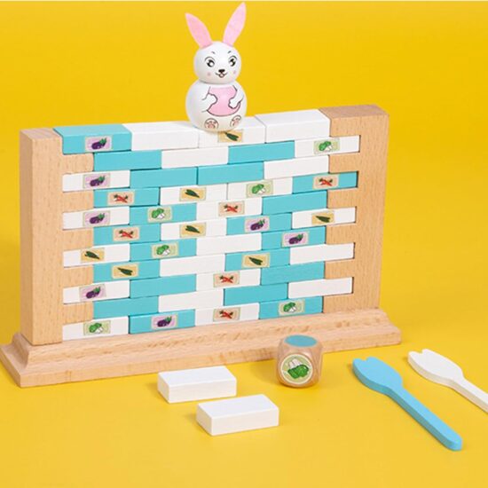 Joc Jenga Zidul instabil din lemn Cuburi echilibru cu Iepurasul