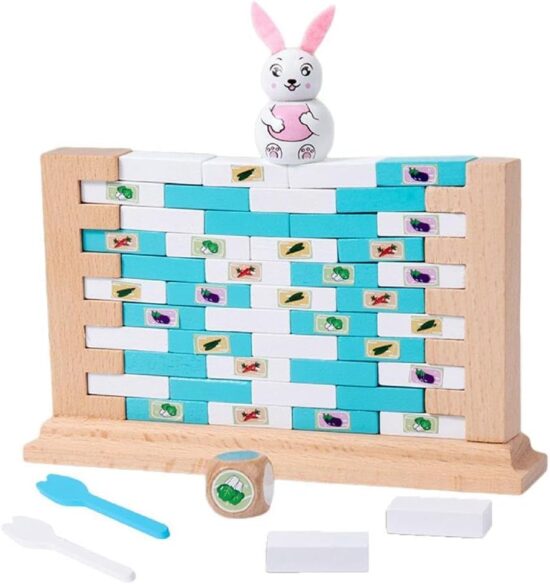 Joc Jenga Zidul instabil din lemn Cuburi echilibru cu Iepurasul