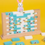 Joc Jenga Zidul instabil din lemn Cuburi echilibru cu Iepurasul