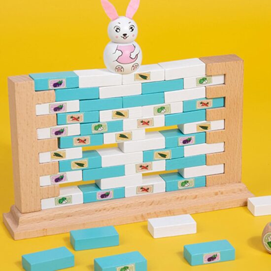 Joc Jenga Zidul instabil din lemn Cuburi echilibru cu Iepurasul