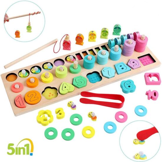 Joc Logaritmic Montessori Numere si Pescuit magnetic lemn