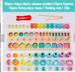 Joc Logaritmic Montessori Numere si Pescuit magnetic lemn